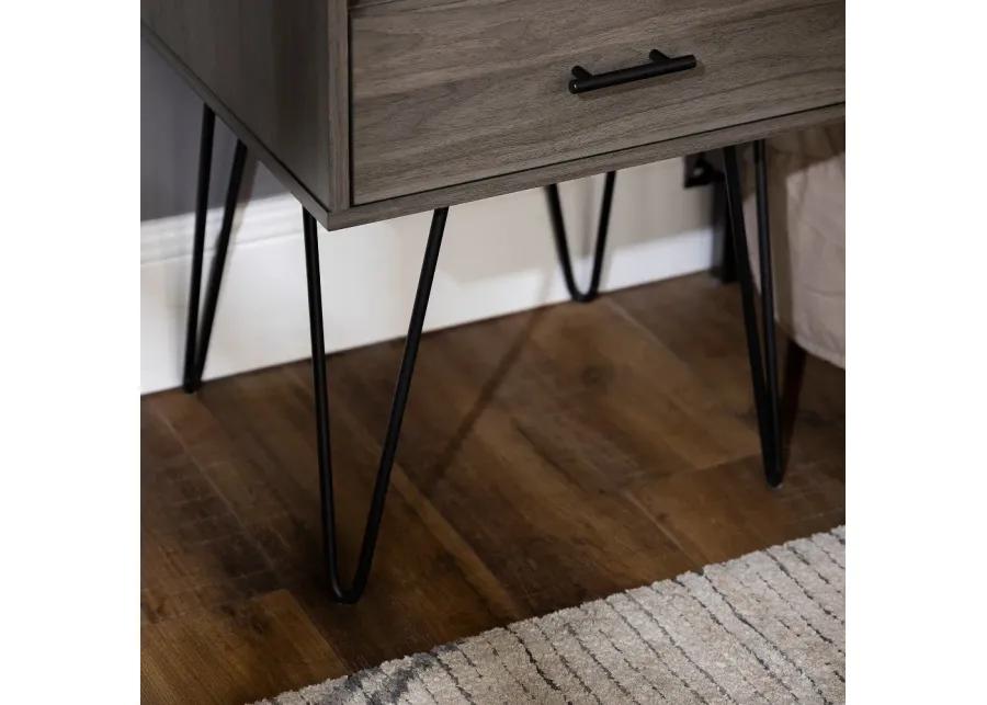 Gray Hairpin Leg Nightstand - Walker Edison