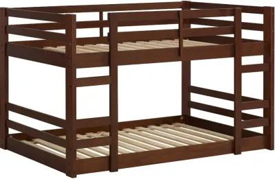 Medium Brown Low Twin-over-Twin Bunk Bed - Walker Edison