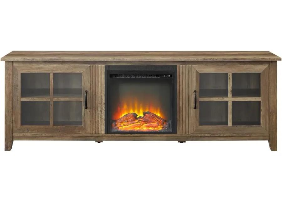 Fallon Rustic Oak 70" Fireplace TV Stand - Walker Edison