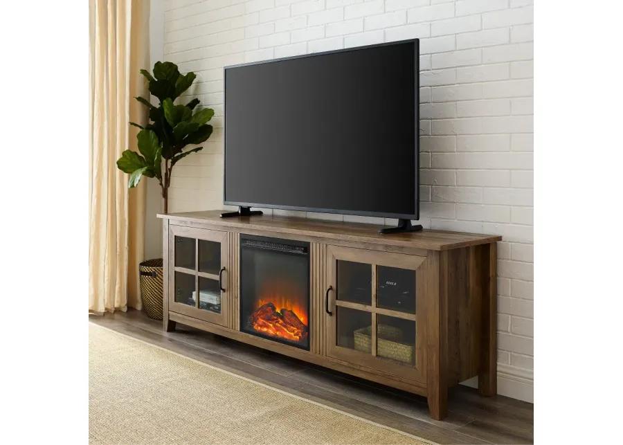 Fallon Rustic Oak 70" Fireplace TV Stand - Walker Edison