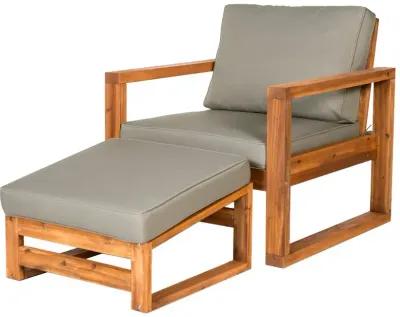 Hudson Brown Modern Patio Chair and Ottoman - Walker Edison