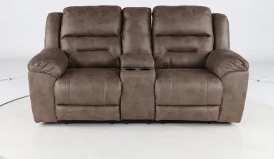 Stoneland Brown Reclining Loveseat with Console