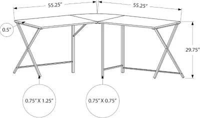 Contemporary White and Black L-Shaped Computer Desk