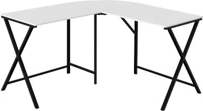 Contemporary White and Black L-Shaped Computer Desk