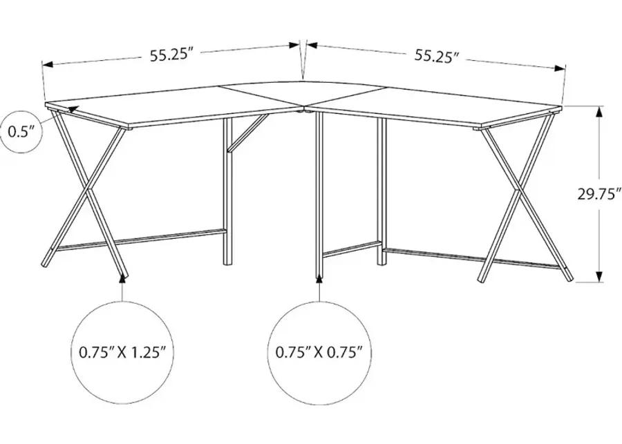 Contemporary Gray and Black L-Shaped Computer Desk