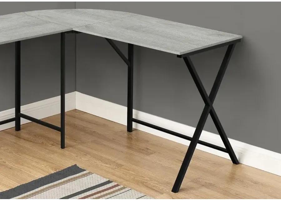 Contemporary Gray and Black L-Shaped Computer Desk