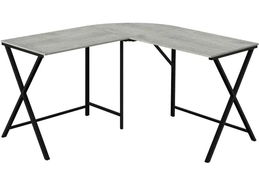 Contemporary Gray and Black L-Shaped Computer Desk