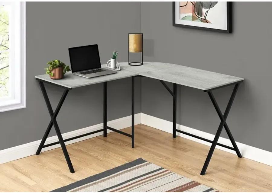 Contemporary Gray and Black L-Shaped Computer Desk