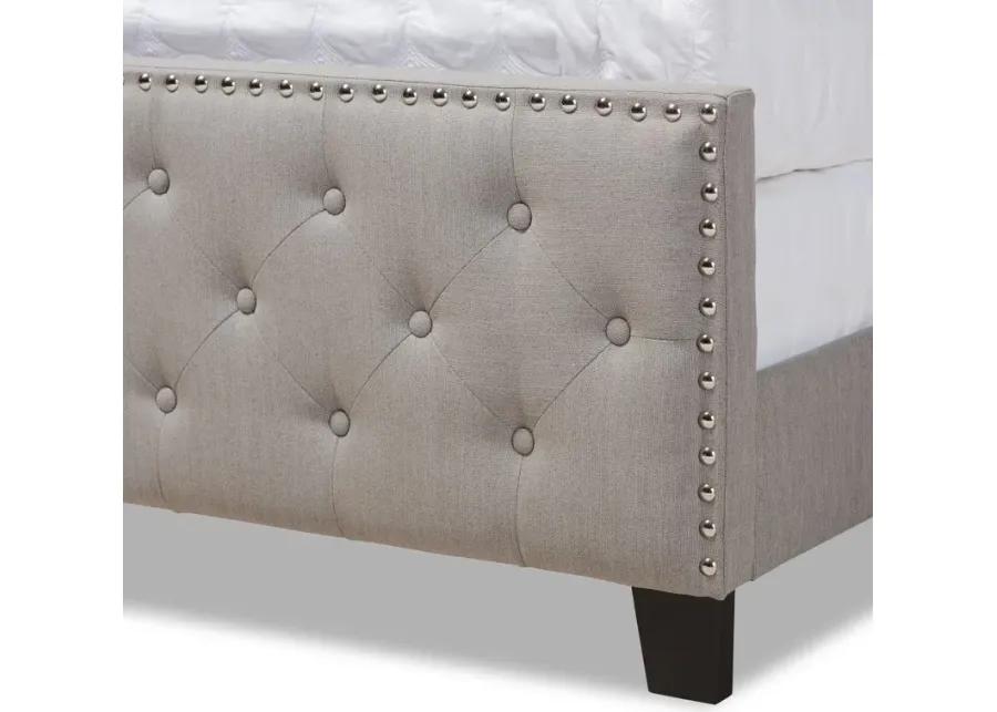 Contemporary Gray Queen Upholstered Bed - Katey