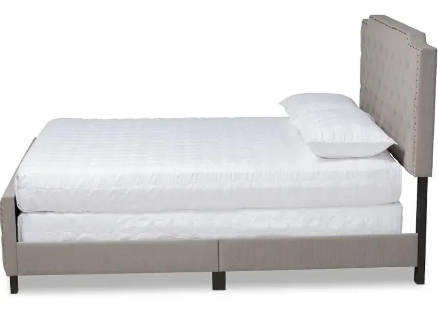 Contemporary Gray Queen Upholstered Bed - Katey