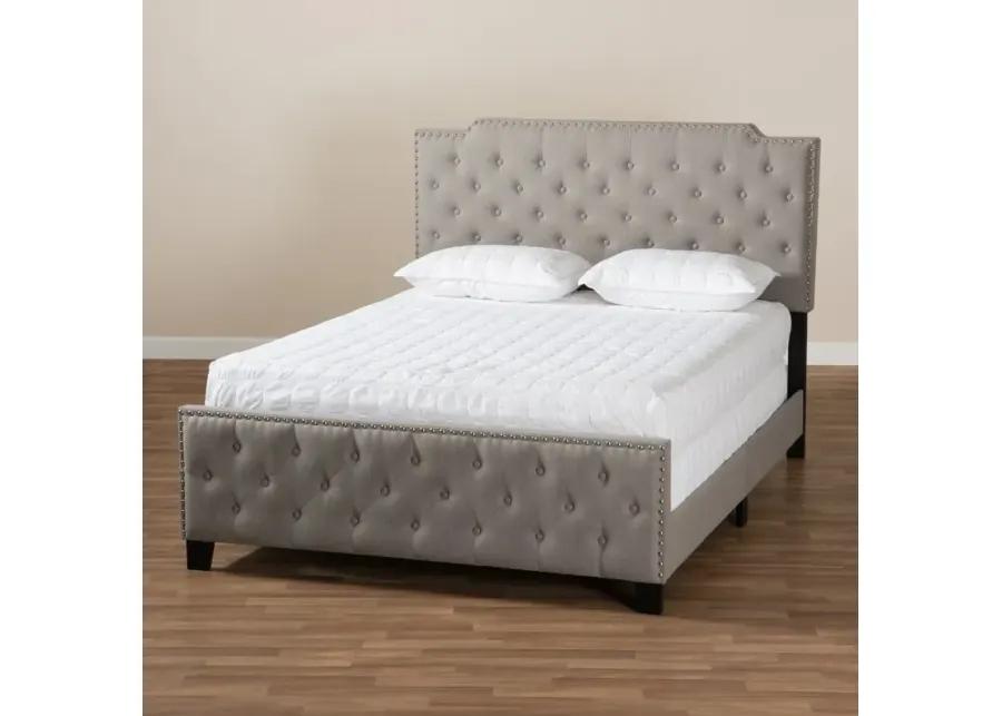 Contemporary Gray Queen Upholstered Bed - Katey