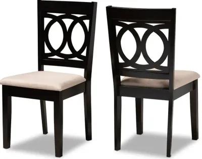 Delano Dark Brown and Sand Upholstered Dining Room Chair (Set of 2)