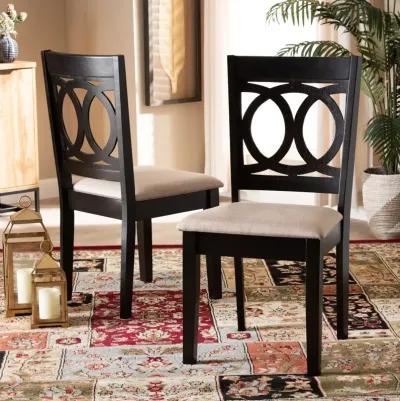 Delano Dark Brown and Sand Upholstered Dining Room Chair (Set of 2)