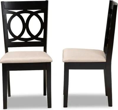 Delano Dark Brown and Sand Upholstered Dining Room Chair (Set of 2)