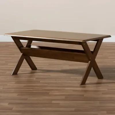 Modern Walnut Rectangular Wood Coffee Table - Jerri