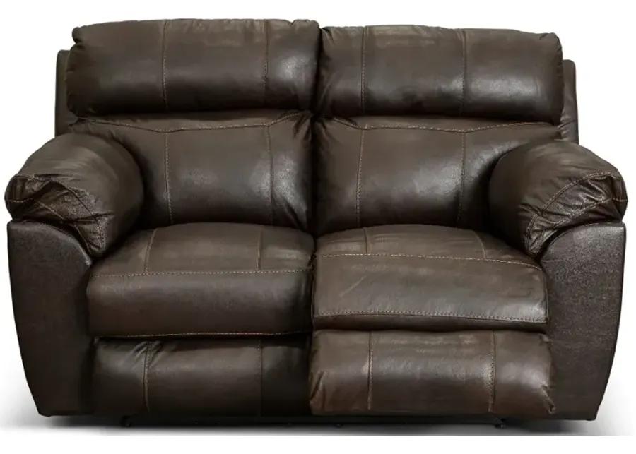 Costa Brown Leather Lay-Flat Power Reclining Loveseat