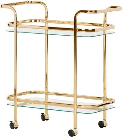 Maliza Gold Glass Bar Cart - South Shore