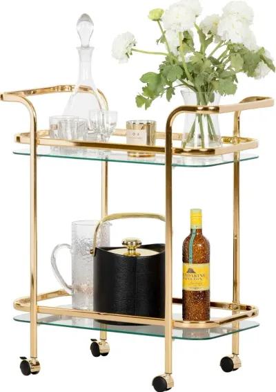 Maliza Gold Glass Bar Cart - South Shore