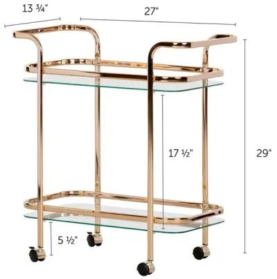 Maliza Gold Glass Bar Cart - South Shore