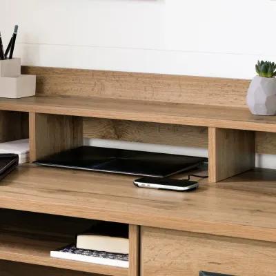 Versa Light Brown Oak Desk with Hutch - South Shore