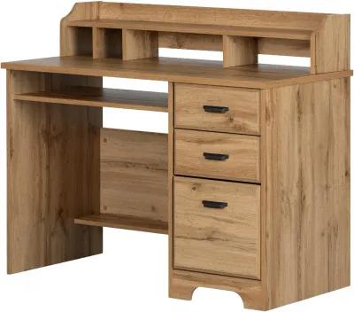 Versa Light Brown Oak Desk with Hutch - South Shore