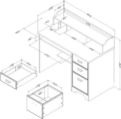 Versa Light Brown Oak Desk with Hutch - South Shore