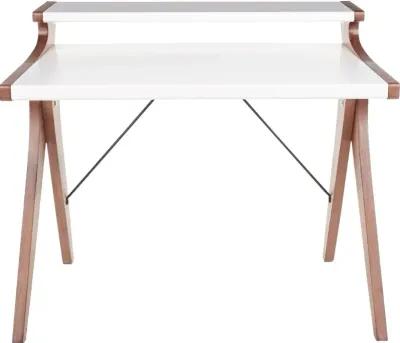 White and Walnut Wood Home Office Desk - Archer