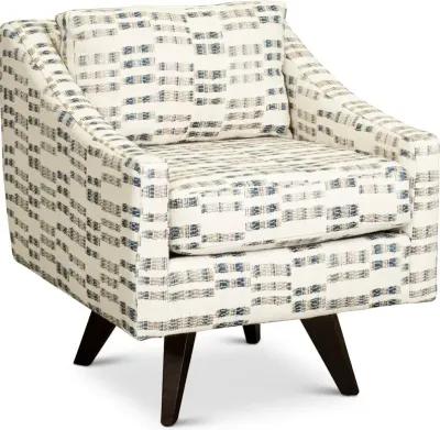 Henley Cream, Blue and Gray Swivel Accent Chair