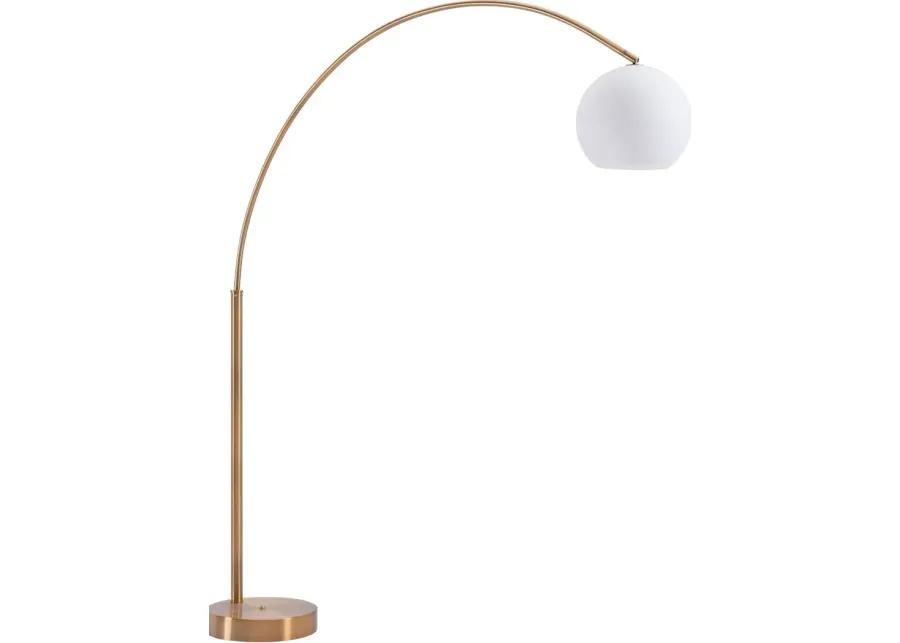 Modern Brushed Brass Arc Floor Lamp - Griffith