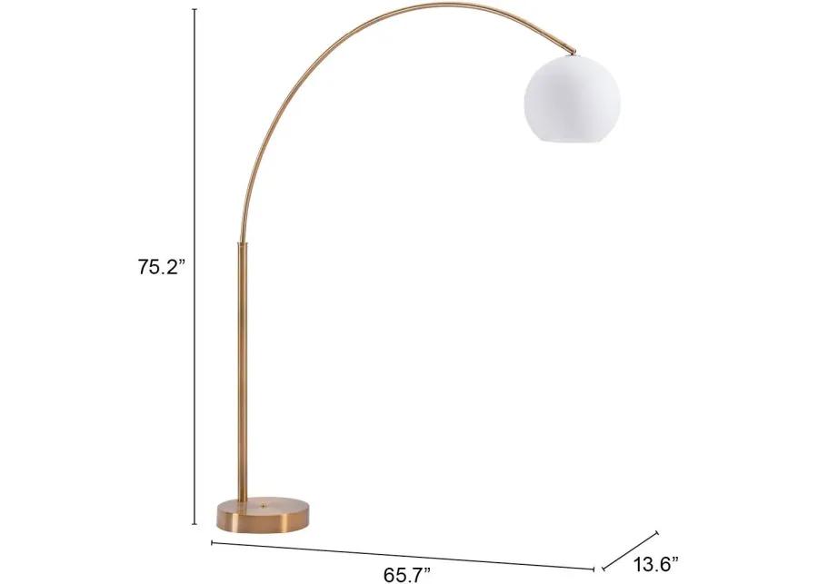 Modern Brushed Brass Arc Floor Lamp - Griffith