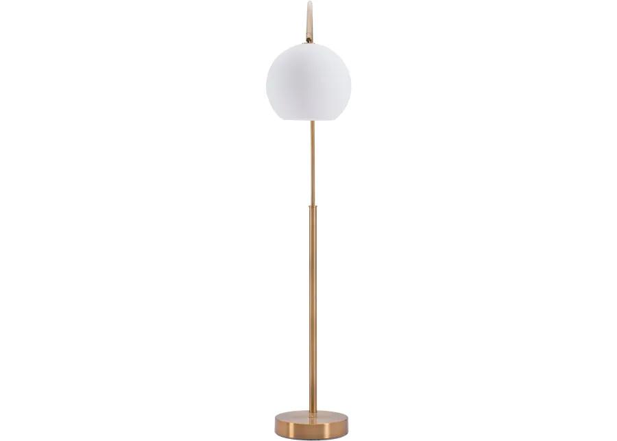 Modern Brushed Brass Arc Floor Lamp - Griffith