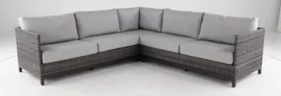 Nevis Woven Gray 3 Piece Patio Sectional with Sunbrella Fabric