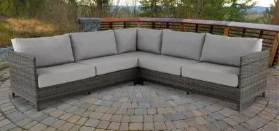 Nevis Woven Gray 3 Piece Patio Sectional with Sunbrella Fabric