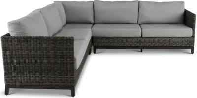 Nevis Woven Gray 3 Piece Patio Sectional with Sunbrella Fabric