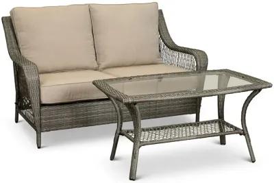 Essen II Wicker Gray Patio Loveseat and Coffee Table