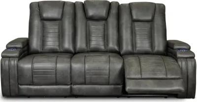 Megan Tinsmith Gray Power Reclining Sofa with Drop Down Console