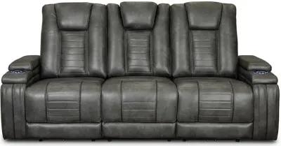 Megan Tinsmith Gray Power Reclining Sofa with Drop Down Console