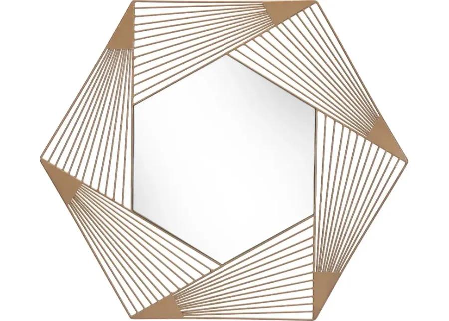 Modern Gold Hexagonal Wall Mirror - Aspect