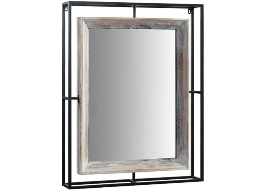 Alta Metal and Washed Gray Wood Industrial Mirror