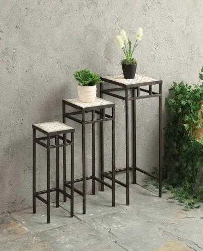 3 Piece Square Plant Stands - Travertine