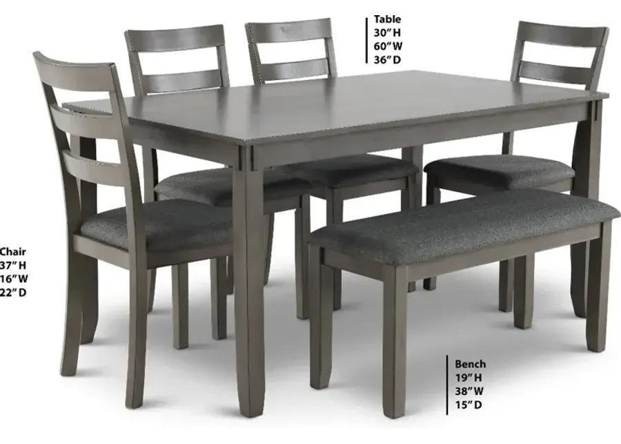 Bridson Gray 6 Piece Dining Room Set