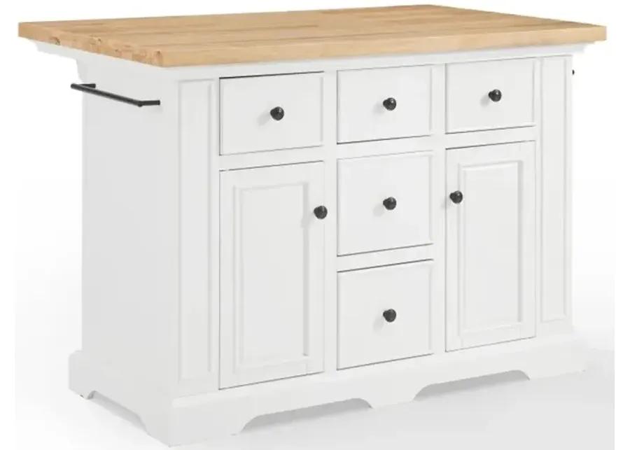 Julia White Kitchen Island with Wood Top