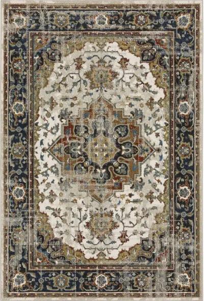 Venice 8 x 10 Abstract Blue and Beige Area Rug