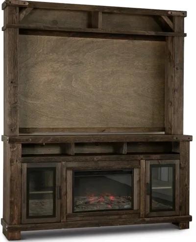 Sawyer Rustic Medium Brown Fireplace Entertainment Center