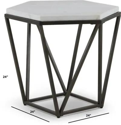 Corvus Modern End Table with White Marble