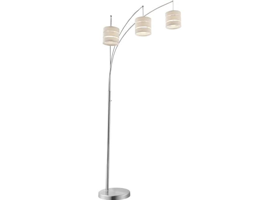 Brushed Nickel 3 Light Arch Floor Lamp - Falon