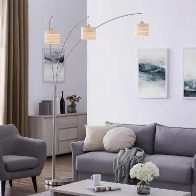 Brushed Nickel 3 Light Arch Floor Lamp - Falon