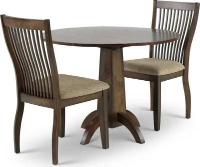 Zoey Mango Wood 3 Piece Dining Room Set with Slat Back Chairs