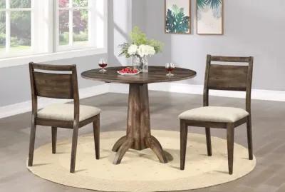 Zoey Natural Brown Round Drop-Leaf Dining Table