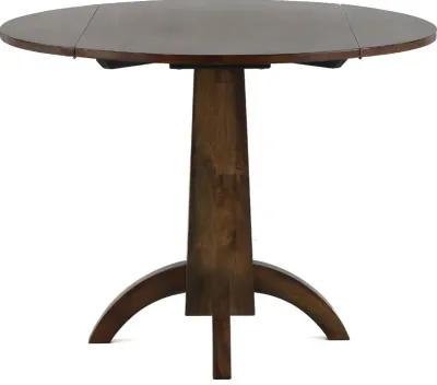 Zoey Natural Brown Round Drop-Leaf Dining Table